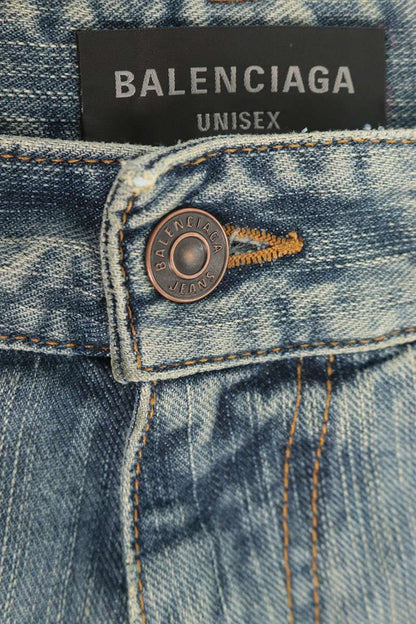 BALENCIAGA Pull-up Washed Wide Denim Pants Indigo Size 34