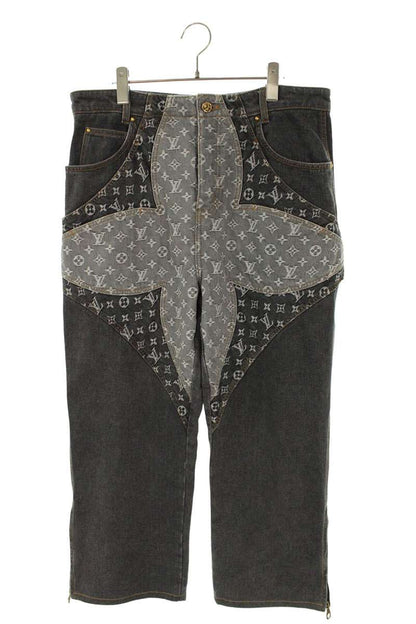 LOUISVUITTON 23AW Monogram Flower Denim Pants Black Size 34