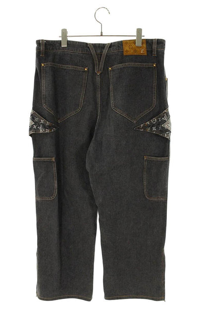 LOUISVUITTON 23AW Monogram Flower Denim Pants Black Size 34