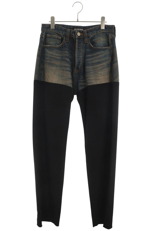 BALENCIAGA Patched Straight Jeans Indigo/Black Size 28