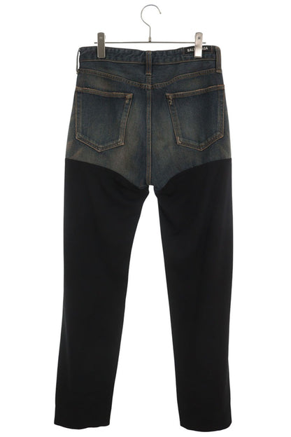 BALENCIAGA Patched Straight Jeans Indigo/Black Size 28