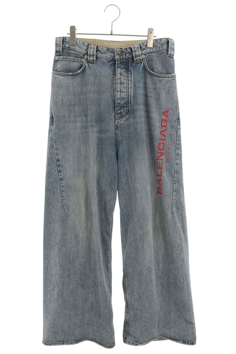 BALENCIAGA Washed Logo Embroidered Jeans Indigo Size XS