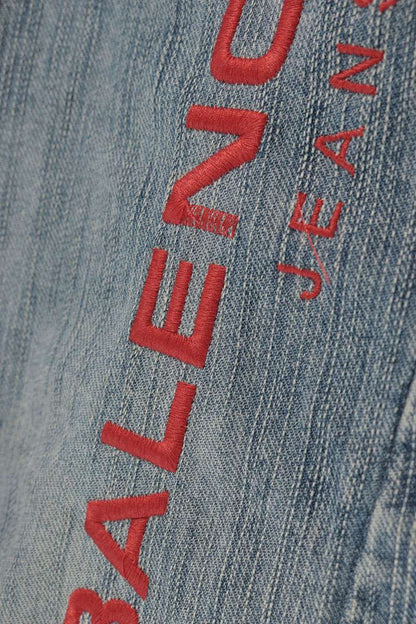 BALENCIAGA Washed Logo Embroidered Jeans Indigo Size XS