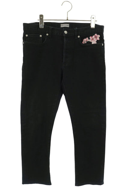DIOR Sakura Embroidered Slim Jeans Black Size 30