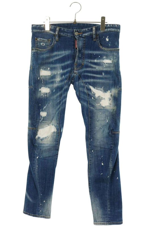 DSQUARED Tidy Biker Jean Distressed Paint Splatter Size 31