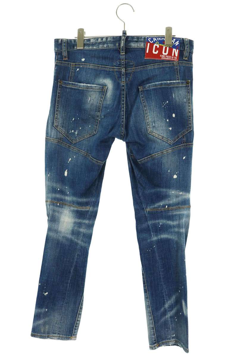 DSQUARED Tidy Biker Jean Distressed Paint Splatter Size 31