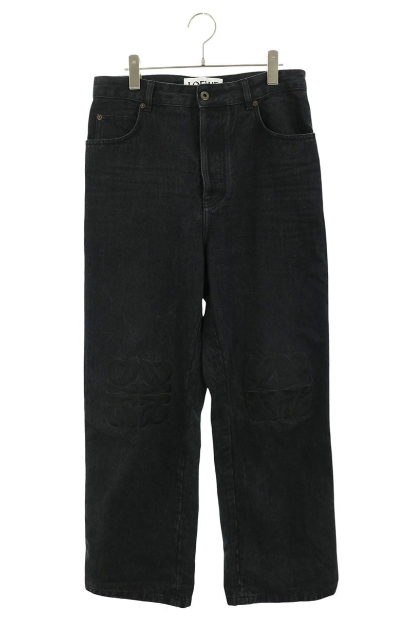 LOEWE Anagram Embroidery Baggy Denim Pants Black Size 33