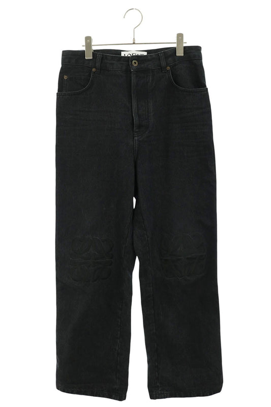 LOEWE Anagram Embroidery Baggy Denim Pants Black Size 33