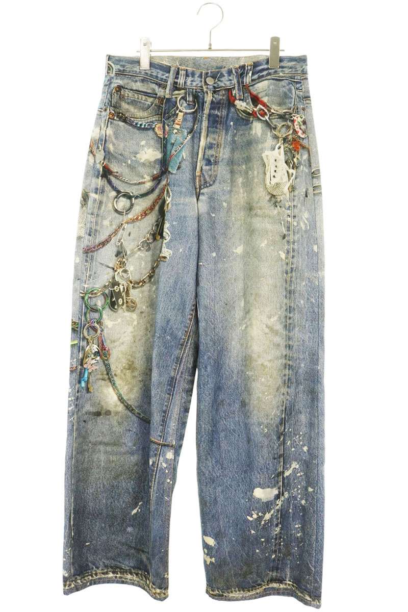 ACNE STUDIOS 1981M Trompe L'oeil Keychain Print Blue Size 33