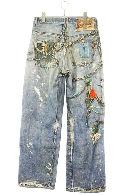 ACNE STUDIOS 1981M Trompe L'oeil Keychain Print Blue Size 33