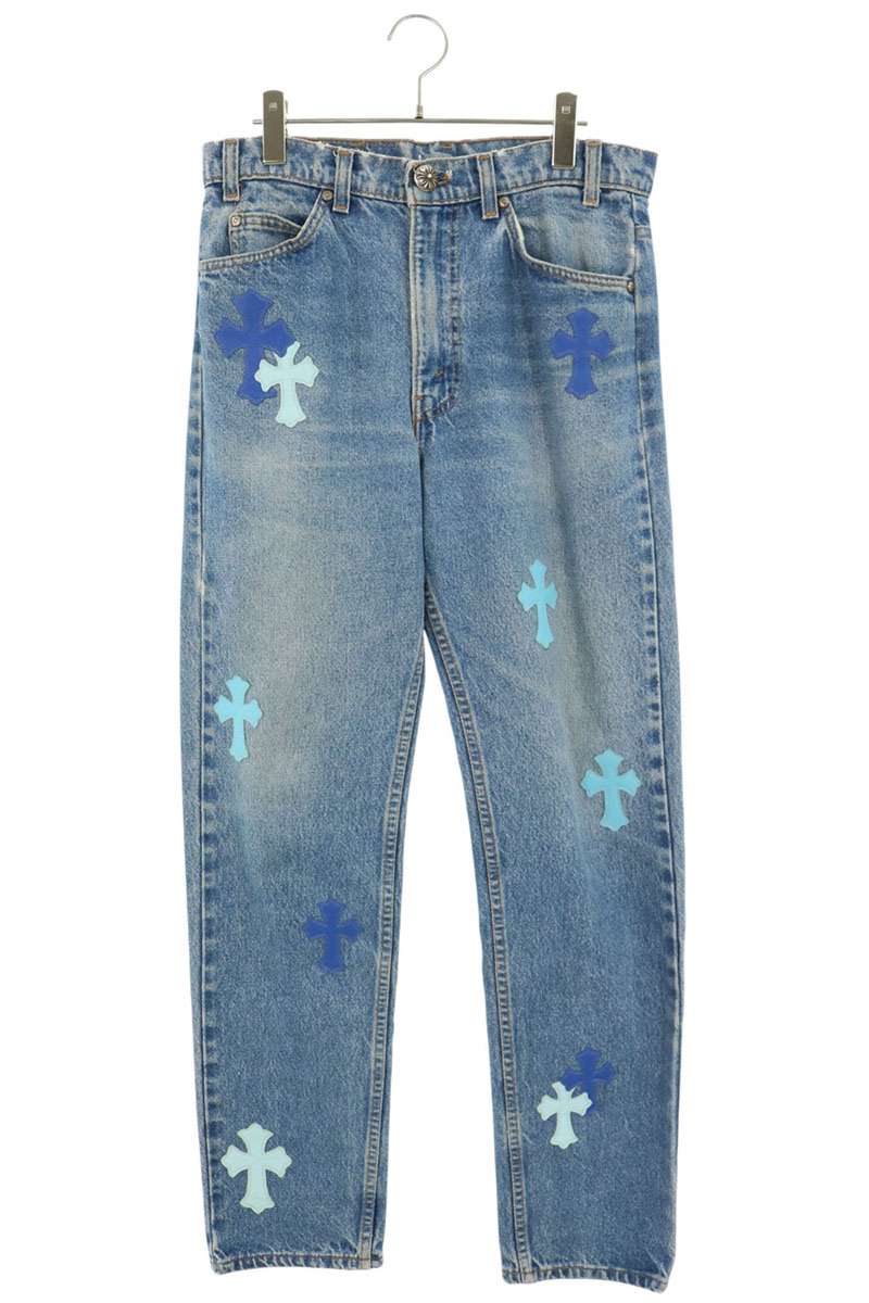 Chrome Hearts U VNTG JEAN BLU ORNG TAB Patch Jeans Size 34