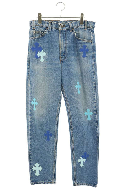 Chrome Hearts U VNTG JEAN BLU ORNG TAB Patch Jeans Size 34