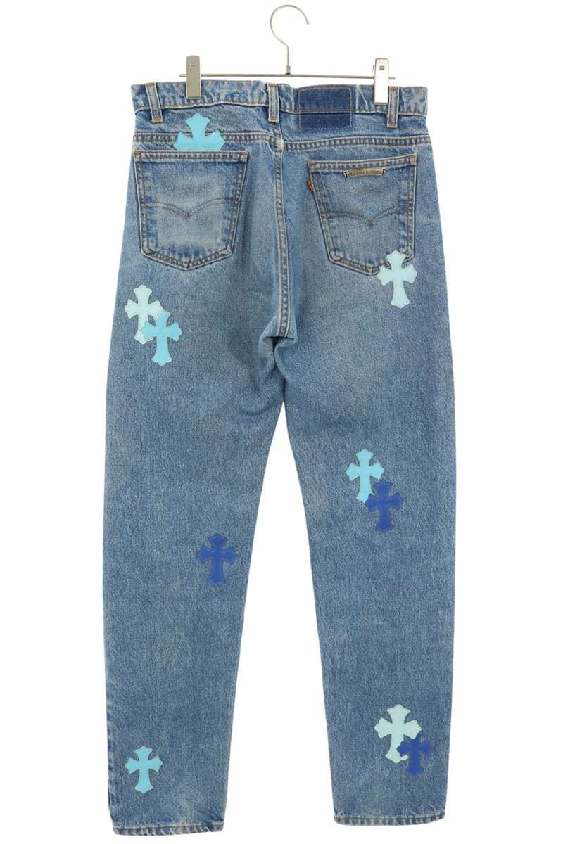 Chrome Hearts U VNTG JEAN BLU ORNG TAB Patch Jeans Size 34