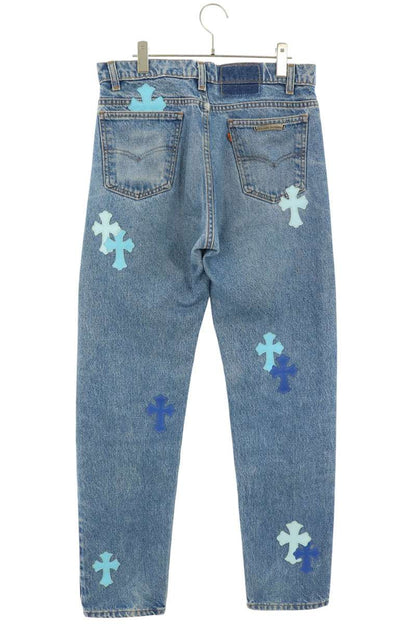 Chrome Hearts U VNTG JEAN BLU ORNG TAB Patch Jeans Size 34