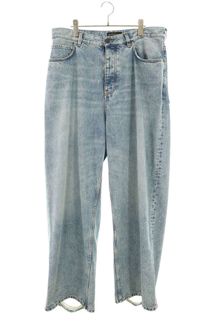 BALENCIAGA Distressed Baggy Jeans Light Blue Size M