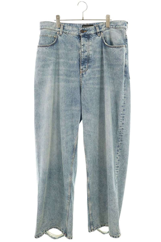 BALENCIAGA Distressed Baggy Jeans Light Blue Size M