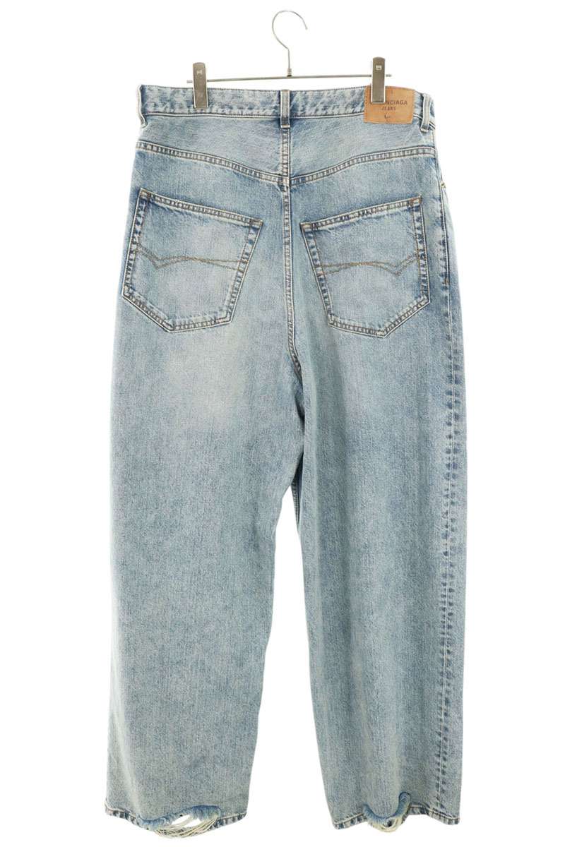 BALENCIAGA Distressed Baggy Jeans Light Blue Size M