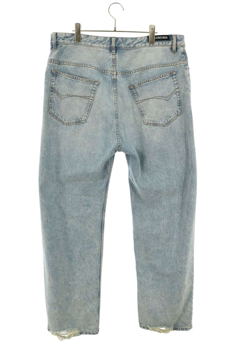BALENCIAGA Light Blue Damaged Medium Fit Jeans Size 33