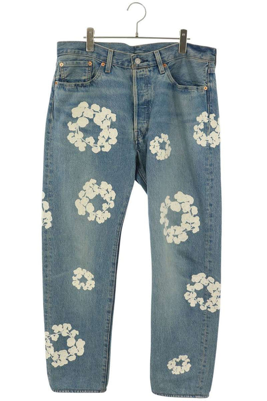 DENIM TEARS Indigo Flower Embroidered Denim Jeans Size 34
