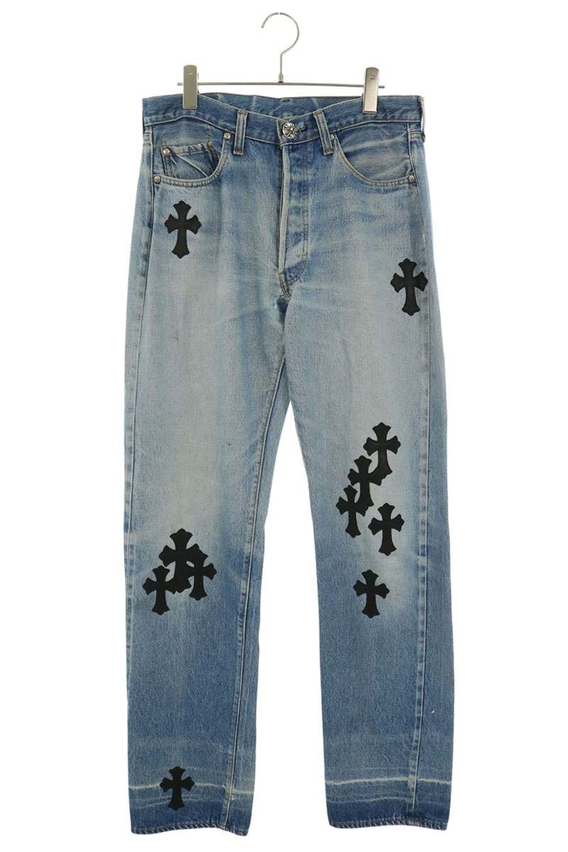 Chrome Hearts Indigo Washed 501 Cross Denim Jeans Size 30