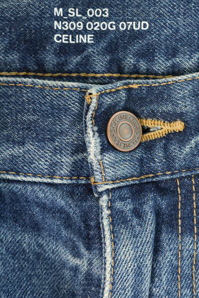 CELINE Knee Ripped Denim Pants Blue Size 33