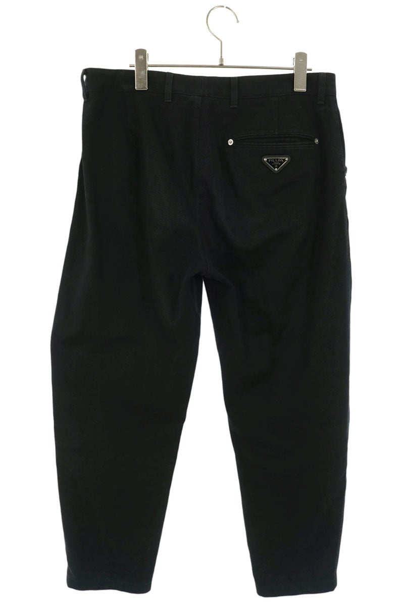 PRADA Triangle Logo Plate Denim Pants Black Size 33