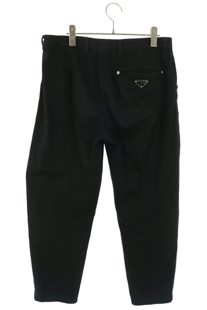 PRADA Triangle Logo Plate Denim Pants Black Size 33