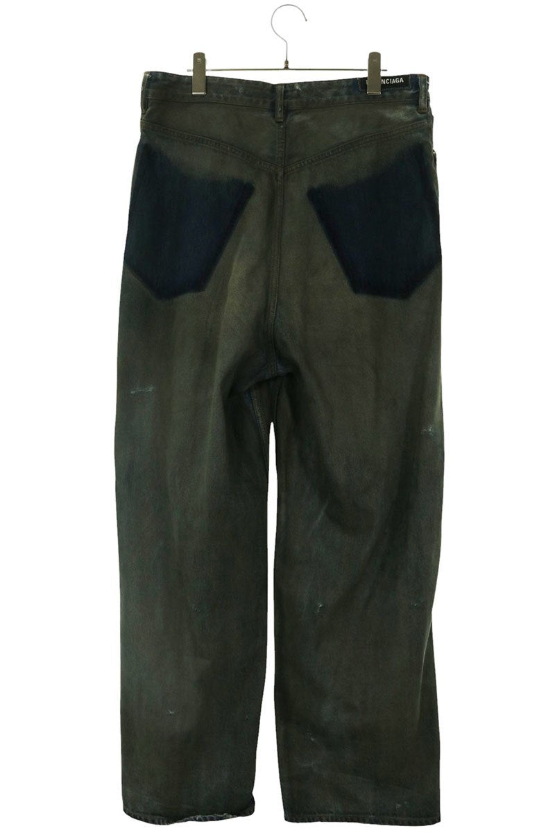 BALENCIAGA Distressed Baggy Patch Pocket Denim Indigo Size S