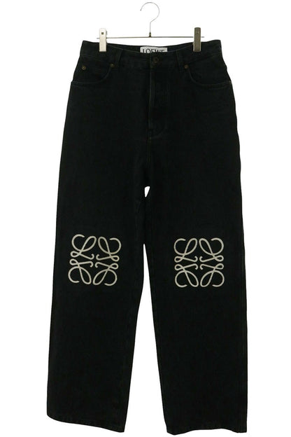 LOEWE Anagram Embroidered Baggy Jeans Black Size 46