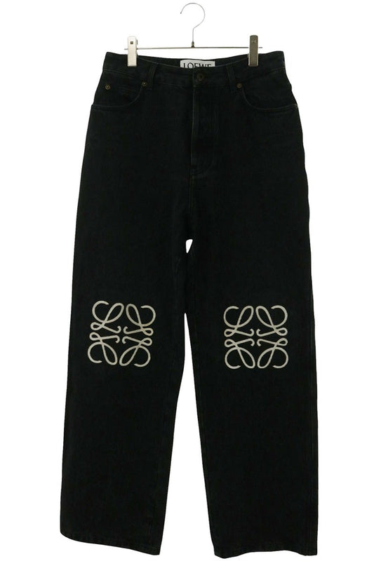 LOEWE Anagram Embroidered Baggy Jeans Black Size 46