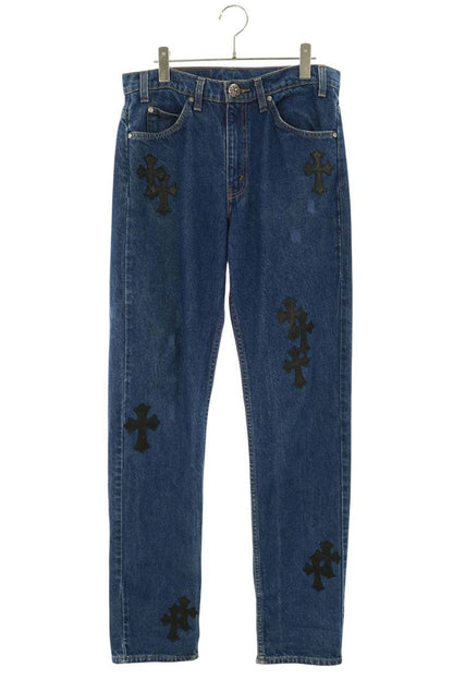 Chrome Hearts U VNTG JEAN BLU ORNG TAB Patch Jeans Size 30
