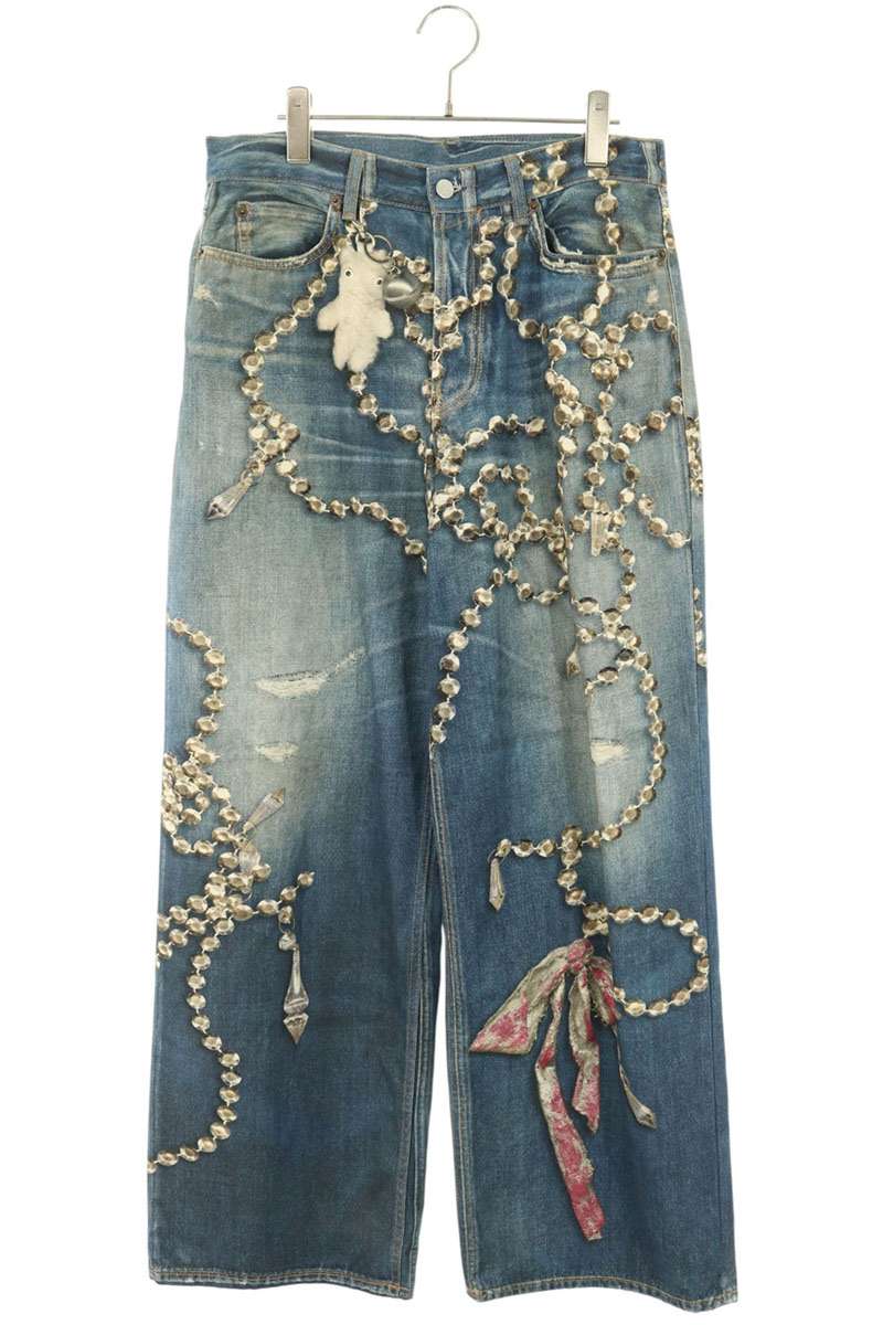 ACNE STUDIOS 1981 Trompe L'oeil Keychain Print Denim Size M