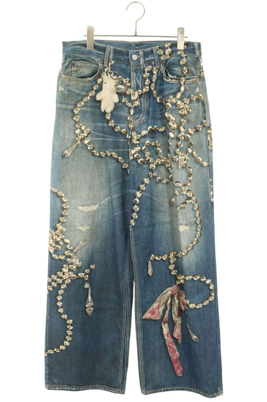 ACNE STUDIOS 1981 Trompe L'oeil Keychain Print Denim Size M