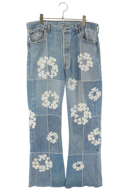 READYMADE CTN WREATH Denim Blue White Embroidered Size 36