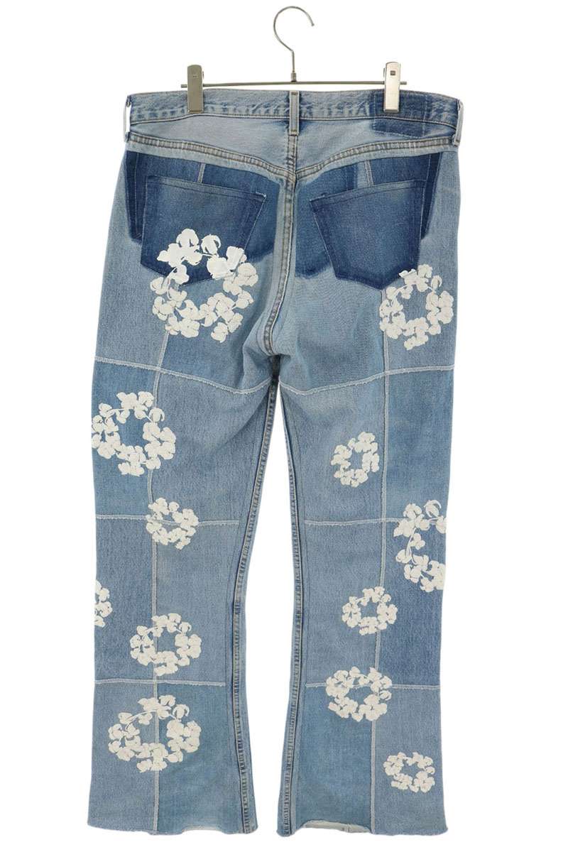 READYMADE CTN WREATH Denim Blue White Embroidered Size 36