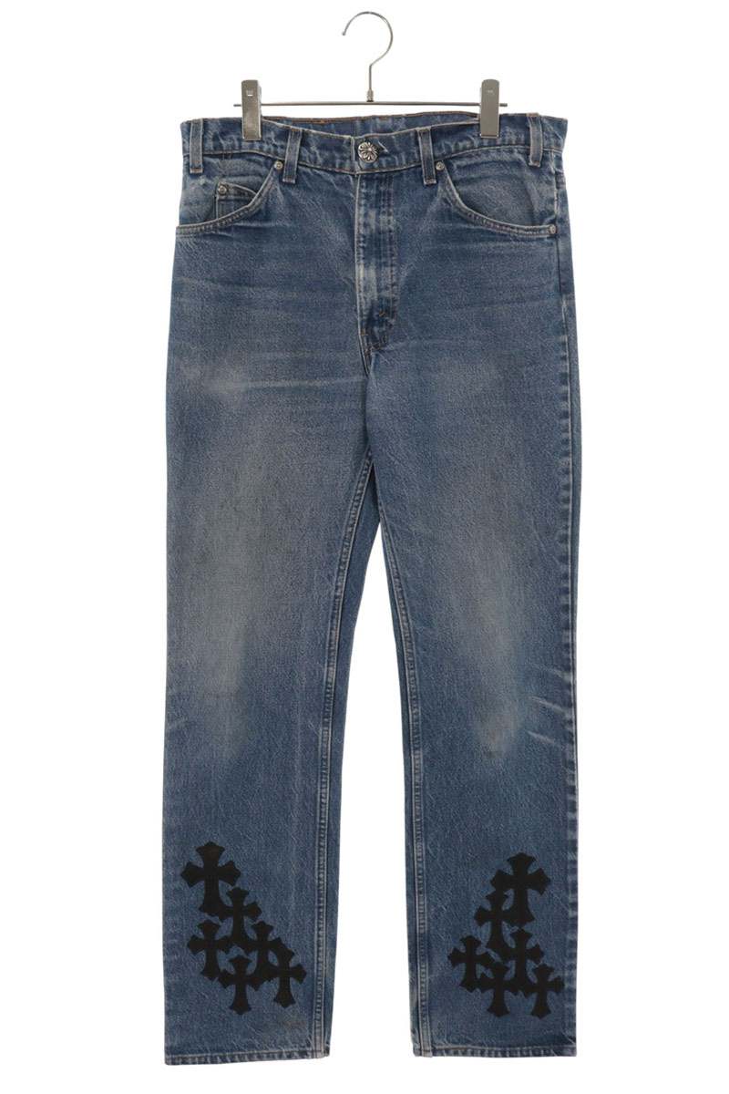 Chrome Hearts U VNTG JEAN BLU ORNG TAB Washed Denim Size 33