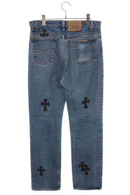 Chrome Hearts U VNTG JEAN BLU ORNG TAB Washed Denim Size 33