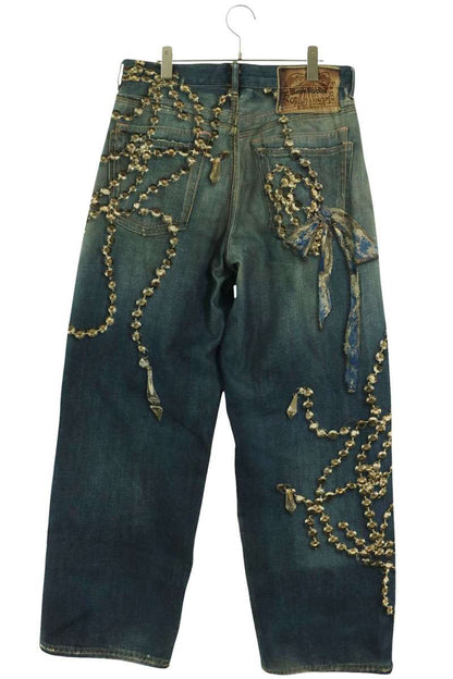 ACNE STUDIOS Crystal Ribbon Transfer Baggy Denim Size L