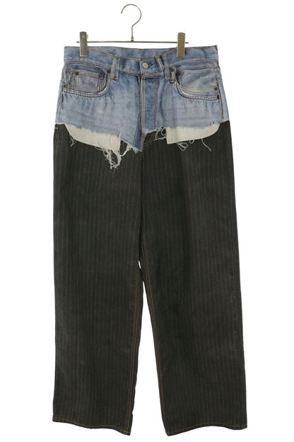 ACNE STUDIOS Transfer Print Baggy Jeans Blue/Gray Size M