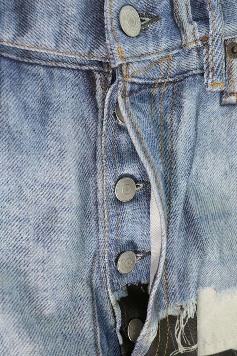 ACNE STUDIOS Transfer Print Baggy Jeans Blue/Gray Size M