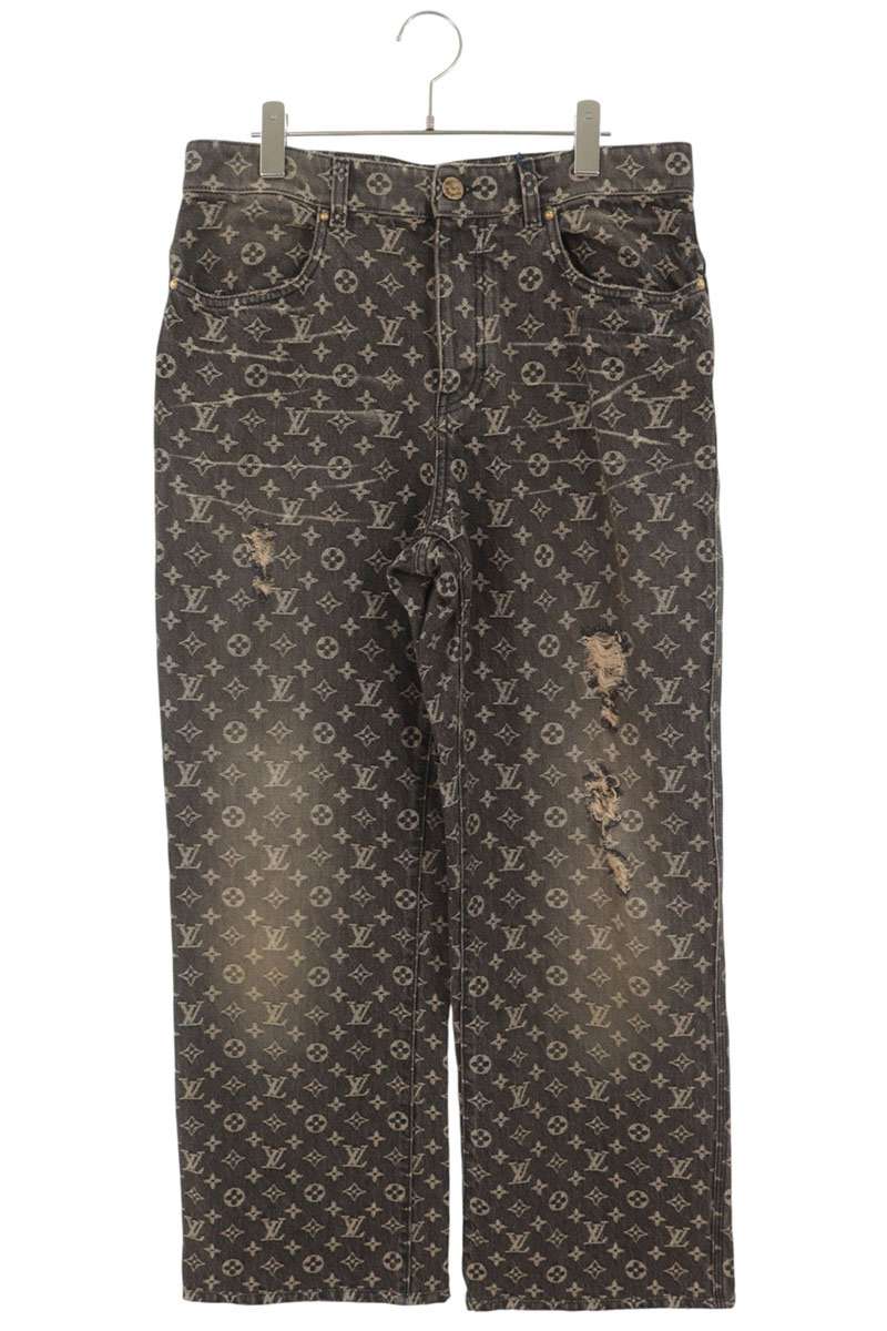 LOUISVUITTON Monogram Jacquard Baggy Jeans Black Size 31