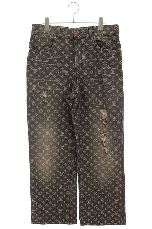 LOUISVUITTON Monogram Jacquard Baggy Jeans Black Size 31