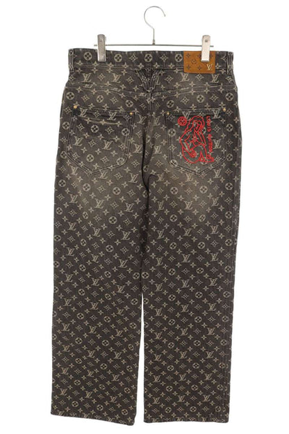 LOUISVUITTON Monogram Jacquard Baggy Jeans Black Size 31