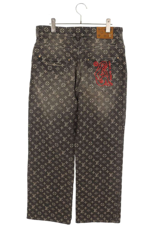 LOUISVUITTON Monogram Jacquard Baggy Jeans Black Size 31