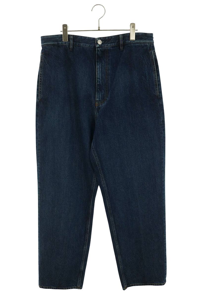 BALENCIAGA 20AW Logo Embroidered Wide Jeans Indigo Size 31