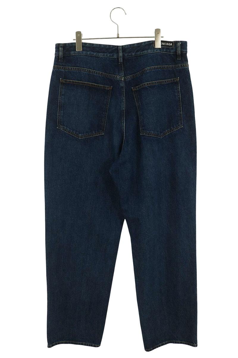 BALENCIAGA 20AW Logo Embroidered Wide Jeans Indigo Size 31