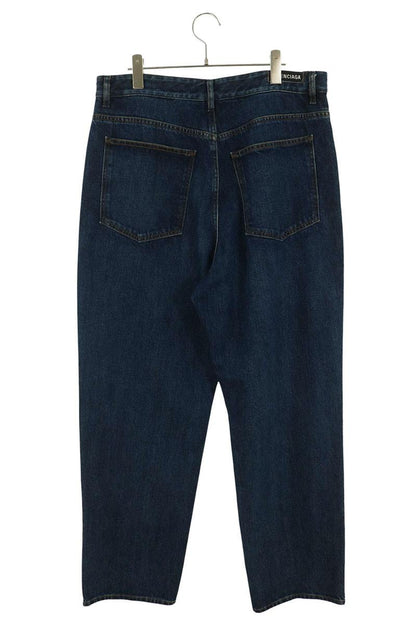 BALENCIAGA 20AW Logo Embroidered Wide Jeans Indigo Size 31