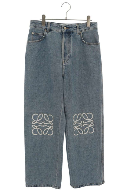 LOEWE Anagram Embroidered Baggy Denim Jeans Blue Size 46
