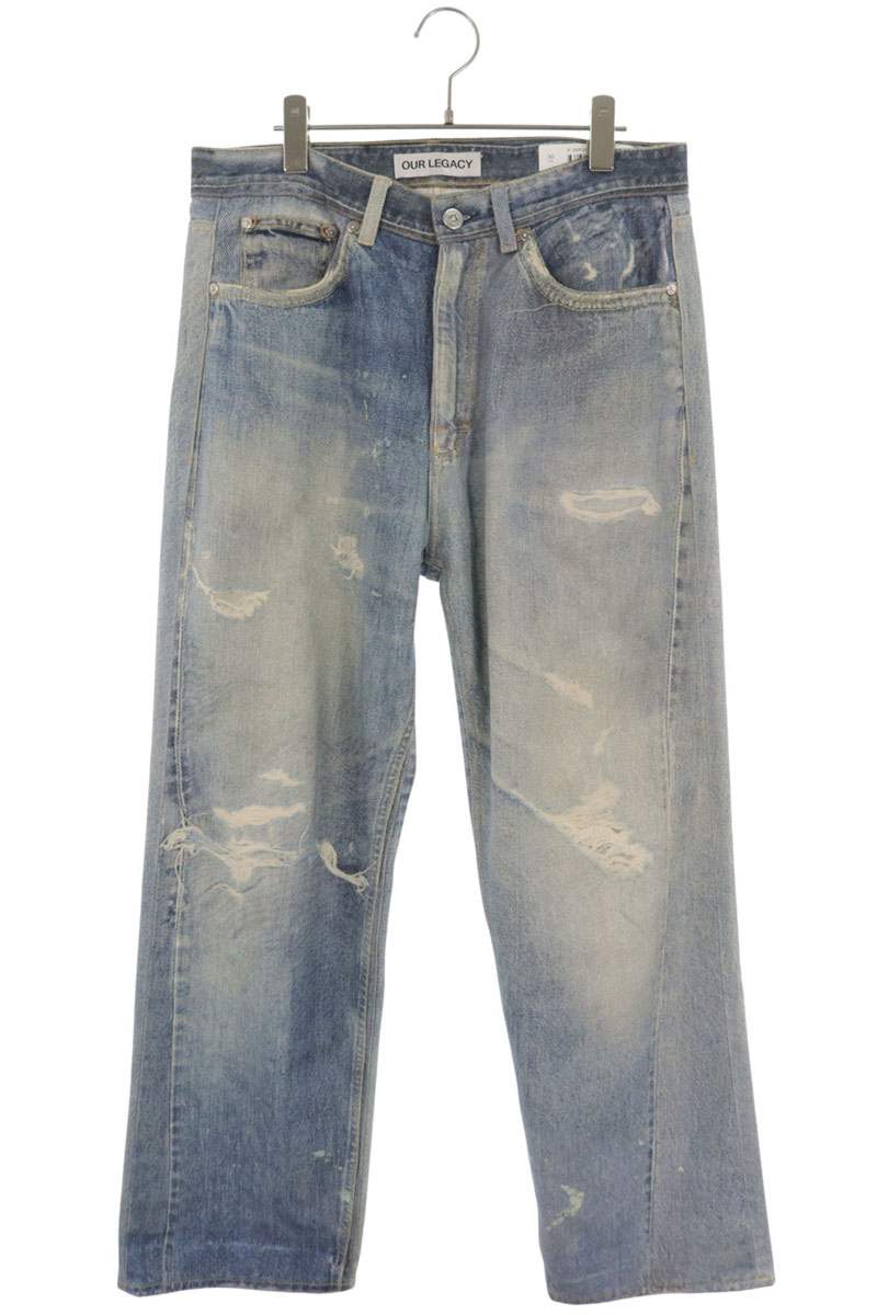OUR LEGACY THIRD CUT Transfer Print Denim Jeans Blue Size 30