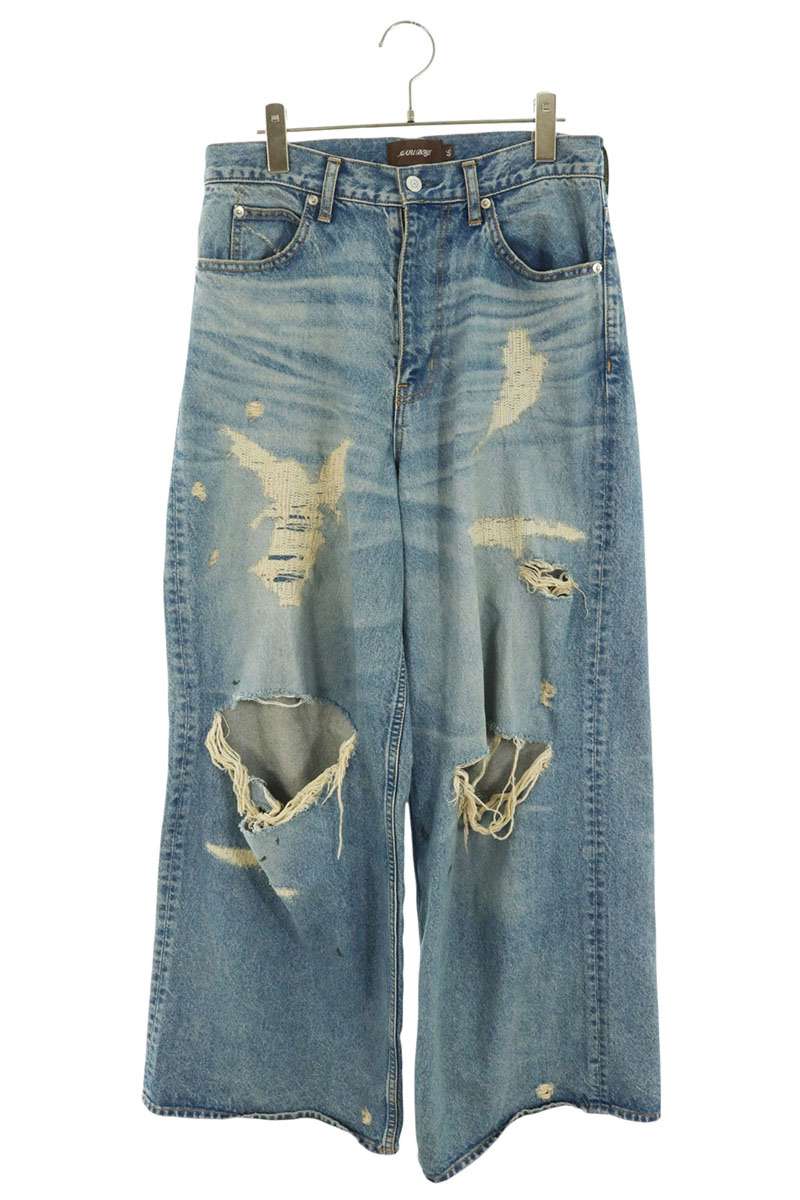 MASU Angel Distressed Baggy Denim Jeans Blue Size 46